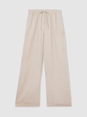 Reiss Neutral Willow Linen-Blend Wide-Leg Trousers - Image 2 of 6