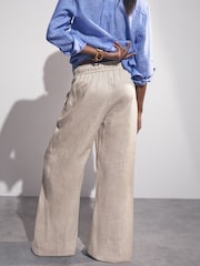 Reiss Neutral Willow Linen-Blend Wide-Leg Trousers - Image 5 of 6