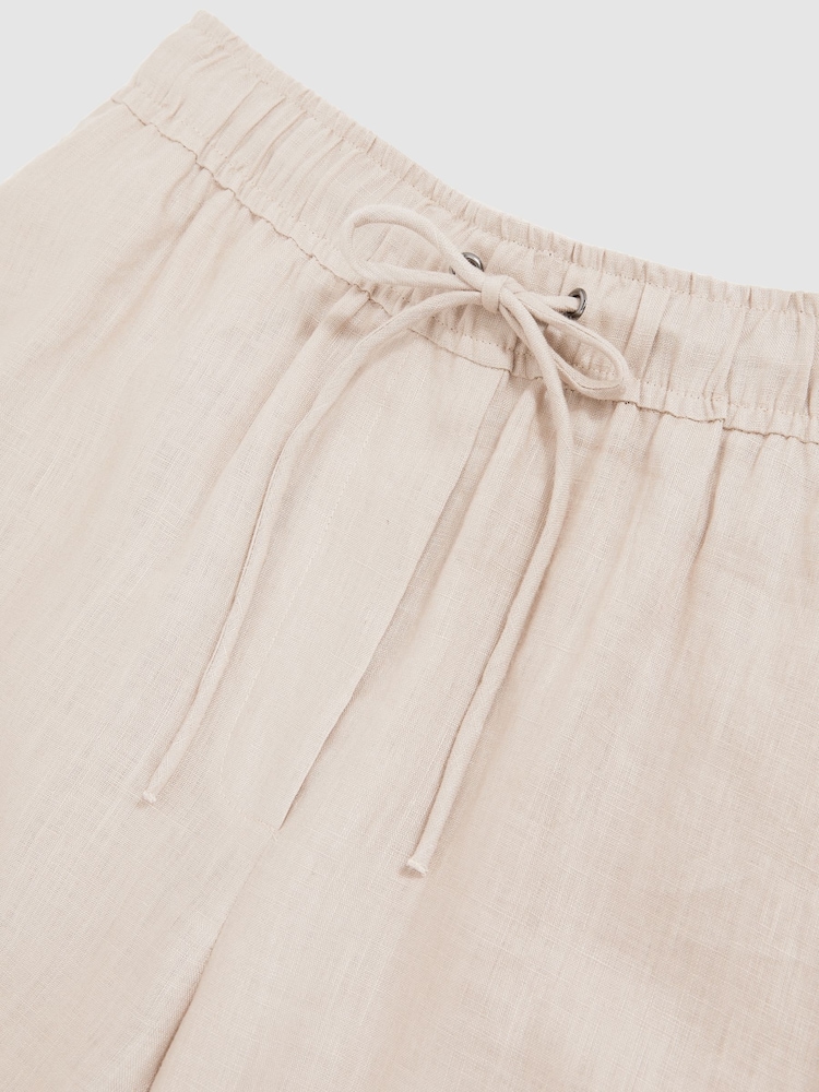 Reiss Neutral Willow Linen-Blend Wide-Leg Trousers - Image 6 of 6