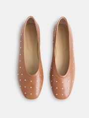 Whistles Natural Karina Studded Ballet Pumps - Image 3 of 4