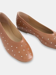 Whistles Natural Karina Studded Ballet Pumps - Image 4 of 4