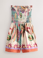 Green/Pink Bandeau Shirred Playsuit - Image 1 of 3