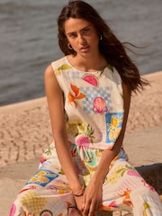 Blue/White Shell Top With Linen - Image 5 of 7