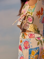 Blue/White Shell Top With Linen - Image 6 of 7
