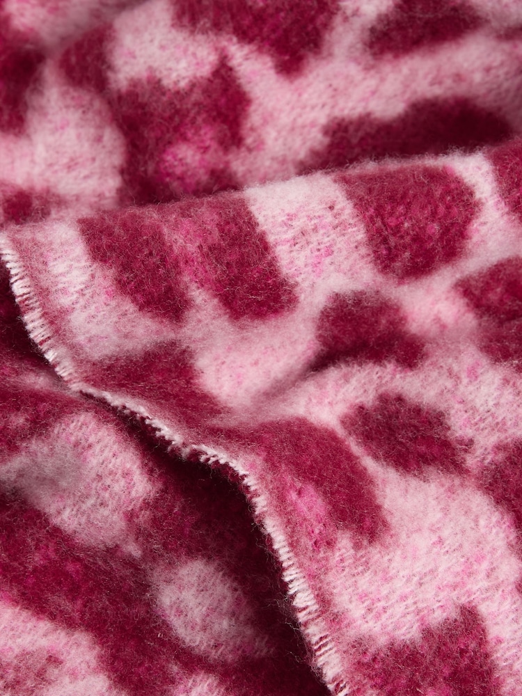 Love & Roses Burgundy Leopard Print Brushed Scarf - Image 2 of 3