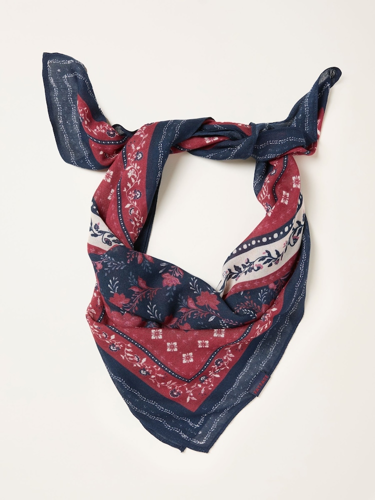 FatFace Burgundy Red Floral Print Hair Scarf - Image 1 of 2 FatFace Burgundy Red Floral Print Hair Scarf - Image 1 of 2