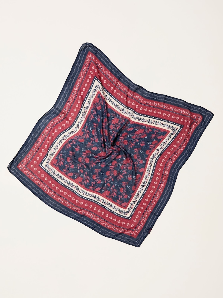 FatFace Burgundy Red Floral Print Hair Scarf - Image 2 of 2 FatFace Burgundy Red Floral Print Hair Scarf - Image 2 of 2