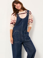 FatFace Raffles Blue Denim Dungaree - Image 3 of 5