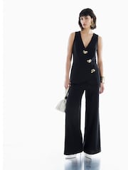 Черный - River Island Waistcoat Hybrid Jumpsuit - Image 1 of 3