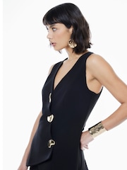 Черный - River Island Waistcoat Hybrid Jumpsuit - Image 2 of 3