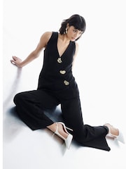 Черный - River Island Waistcoat Hybrid Jumpsuit - Image 3 of 3