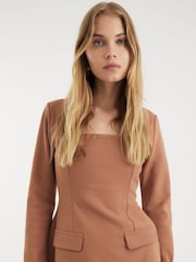 River Island Brown Square Neck Mini Dress - Image 4 of 4