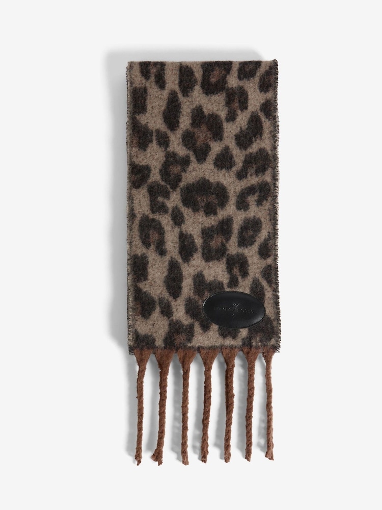 Love & Roses Dark Leopard Print Brushed Scarf - Image 1 of 3