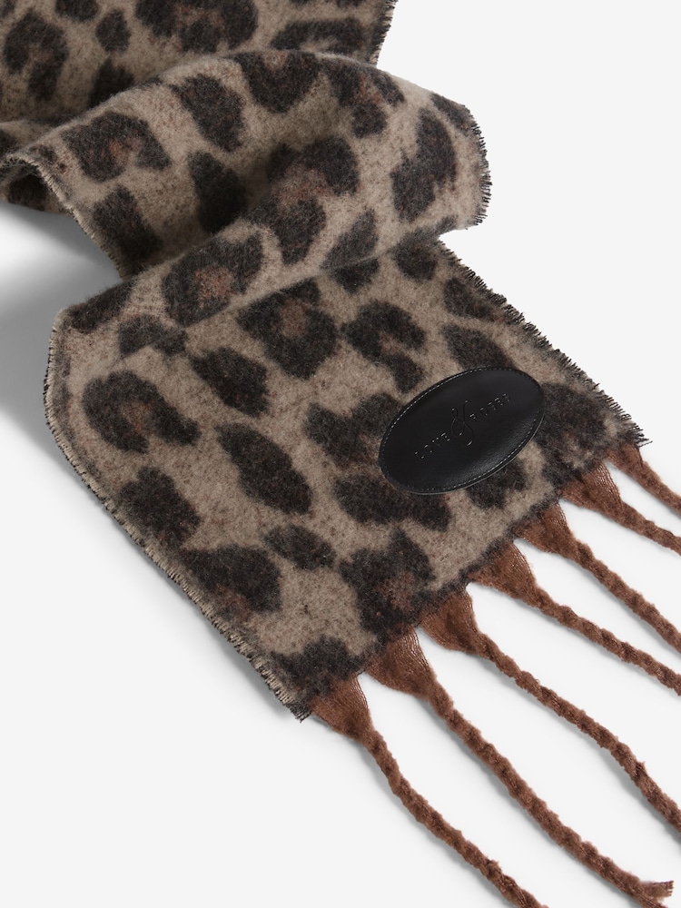 Love & Roses Dark Leopard Print Brushed Scarf - Image 3 of 3
