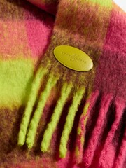 Love & Roses Lime and Pink Check Brushed Scarf - Image 3 of 3
