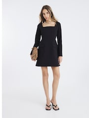 River Island Black Square Neck Mini Dress - Image 3 of 5