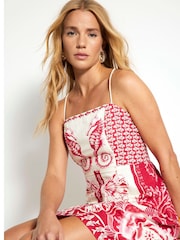 River Island Red 100% Cotton Shell Printed Mini Dress - Image 4 of 4