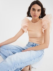 Body de renda e organza com Ruffle River Island - Imagem 1 de 4