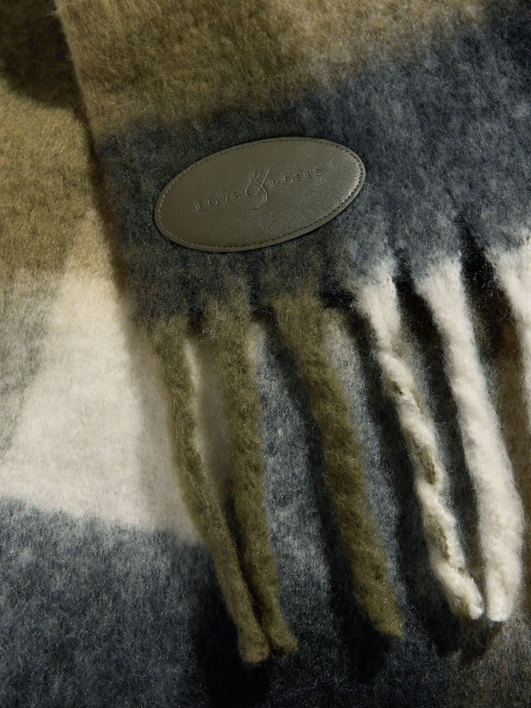 Love & Roses Olive Green Brushed Scarf - Image 3 of 3