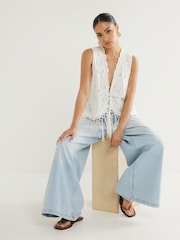 River Island Blue Petite 100% Cotton Low Rrise Baggy Jeans - Image 1 of 3