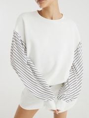 River Island Stripe Hybrid Sleeve Sweatshirt - صورة 2 من 3
