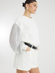 River Island Stripe Hybrid Sleeve Sweatshirt - صورة 3 من 3