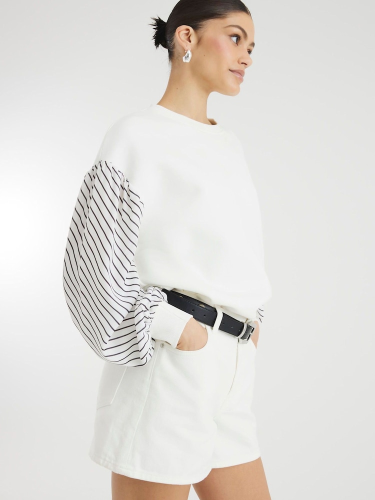 River Island Stripe Hybrid Sleeve Sweatshirt - صورة 3 من 3