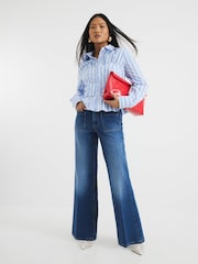 River Island Blue Relaxed Petite High Rise Flare Jeans - Image 3 of 3