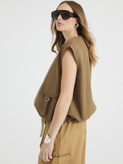 River Island Brown Bubble Hem Gilet - Image 2 of 5