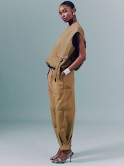 River Island Brown Bubble Hem Gilet - Image 4 of 5