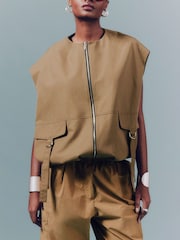 River Island Brown Bubble Hem Gilet - Image 5 of 5