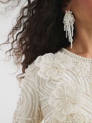 River Island Cream Premium Pearl Embellished Jacket - Image 4 of 4