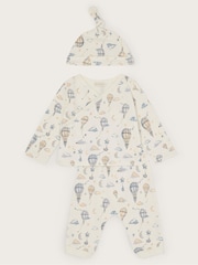 Monsoon Cream Newborn 100% Cotton Hot Air Balloon Sleep Set - Image 1 of 3