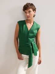 Phase Eight Green Mariana 100% Linen Top - Image 1 of 6
