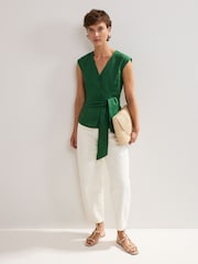 Phase Eight Green Mariana 100% Linen Top - Image 2 of 6