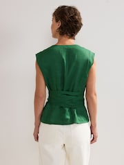 Phase Eight Green Mariana 100% Linen Top - Image 3 of 6