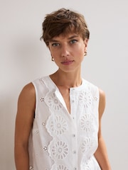 Phase Eight White 100% Cotton Tilda Broderie vest - Image 4 of 7