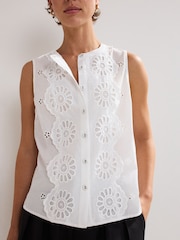 Phase Eight White 100% Cotton Tilda Broderie vest - Image 5 of 7