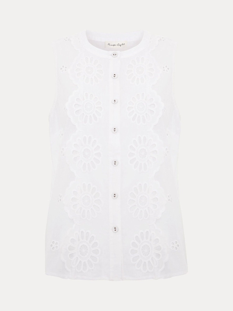 Phase Eight White 100% Cotton Tilda Broderie vest - Image 7 of 7