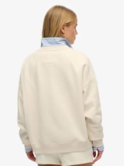 Superdry White 100% Cotton Athletic Essentials Tonal Applique Crew Sweatshirt - Image 2 of 6