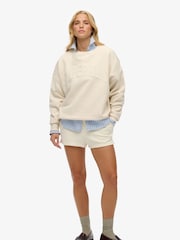 Superdry White 100% Cotton Athletic Essentials Tonal Applique Crew Sweatshirt - Image 3 of 6