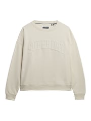 Superdry White 100% Cotton Athletic Essentials Tonal Applique Crew Sweatshirt - Image 5 of 6