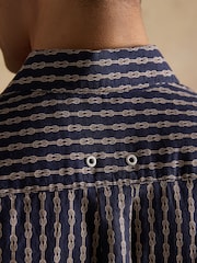 أزرق داكن - Joules Linen Blend Printed Short Sleeve Shirt - صورة 7 من 8