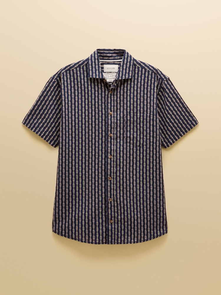 أزرق داكن - Joules Linen Blend Printed Short Sleeve Shirt - صورة 8 من 8 أزرق داكن - Joules Linen Blend Printed Short Sleeve Shirt - صورة 8 من 8