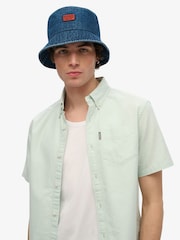 Superdry Blue Washed Bucket 100% Cotton Hat - Image 4 of 5