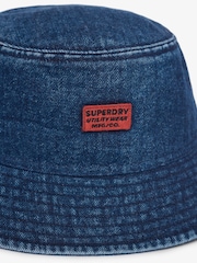 Superdry Blue Washed Bucket 100% Cotton Hat - Image 5 of 5