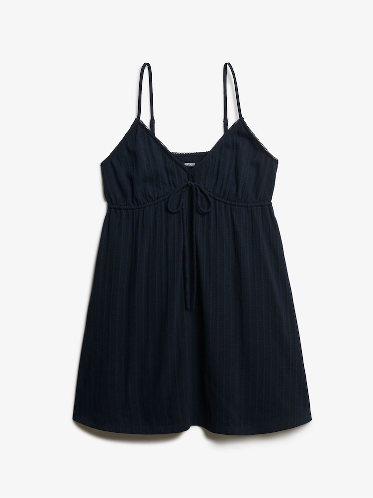 Superdry Blue 100% Cotton Broderie Cami Mini Dress - Image 6 of 6