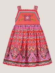 Monsoon Orange Baby 100% Cotton Embroidered Floral Print Dress - Image 1 of 3