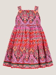 Monsoon Orange Baby 100% Cotton Embroidered Floral Print Dress - Image 2 of 3