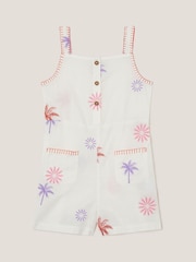 Monsoon 100% Cotton Palm Tree Embroidered Playsuit - صورة 1 من 3
